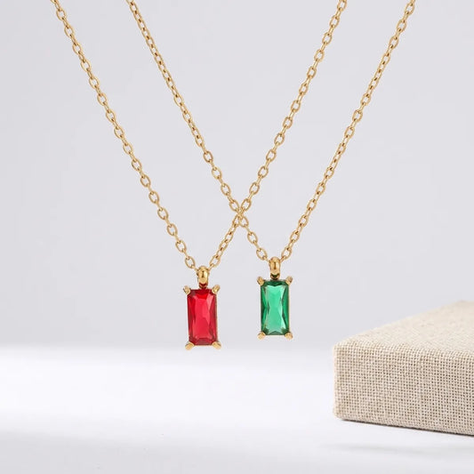 Cherie to the soul Red & Green Pendant Necklace For Women (Combo of 2)