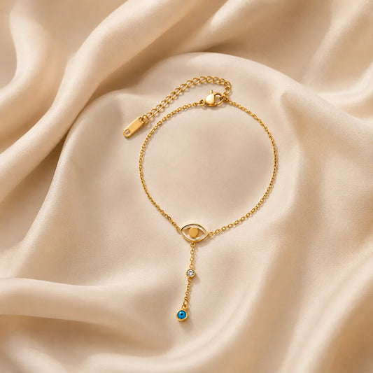 Golden Evil Eye Drop Bracelet For Women