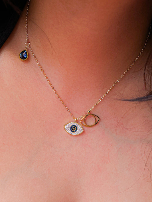 Evil eye 2 layer charm 18k Gold Plated Pendant