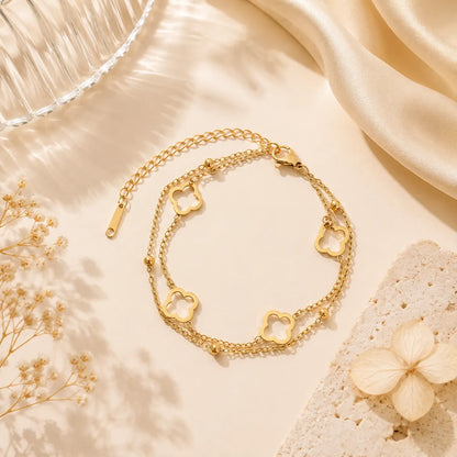 Golden Clover Charm  Bracelet For Women