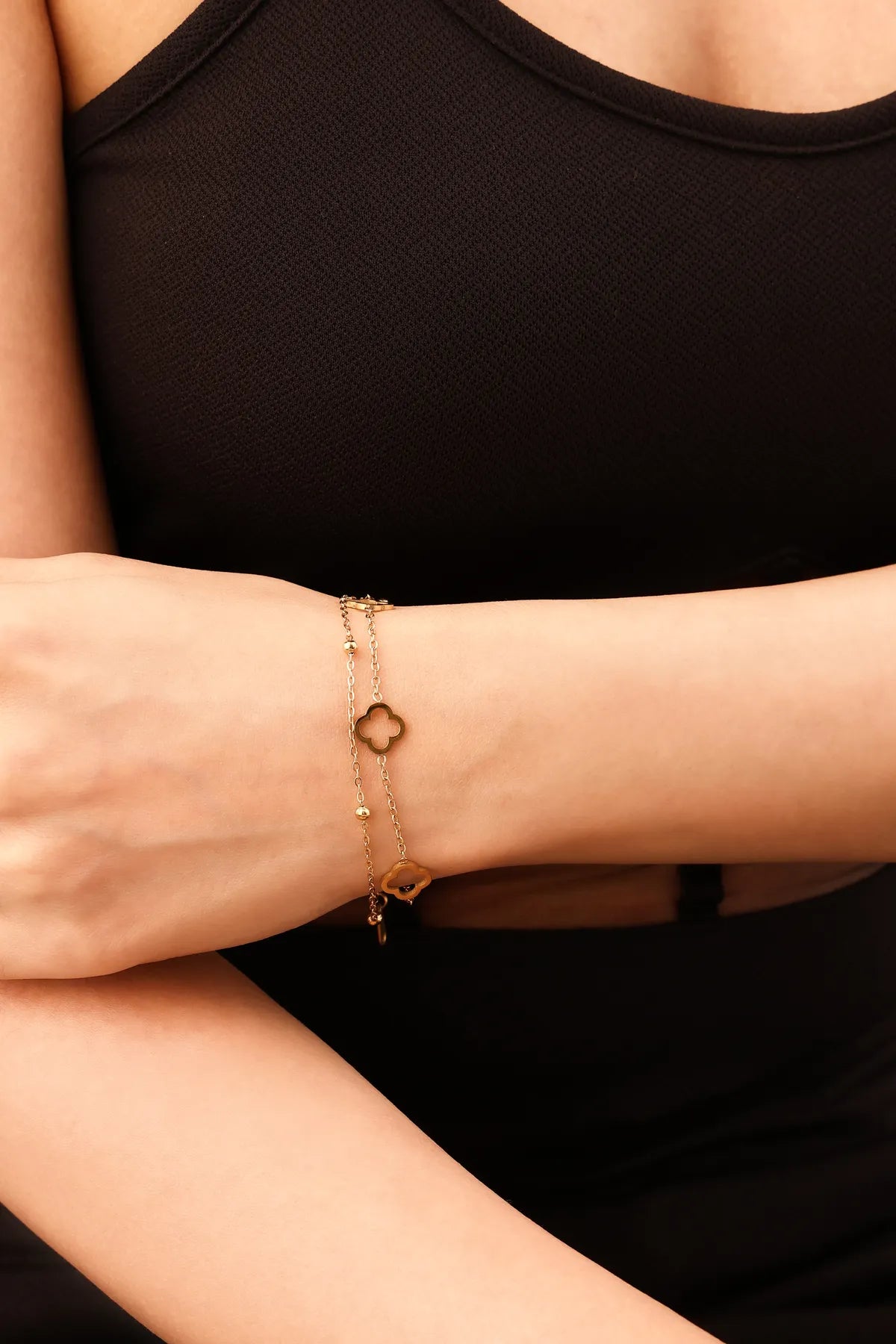 Golden Clover Charm  Bracelet For Women
