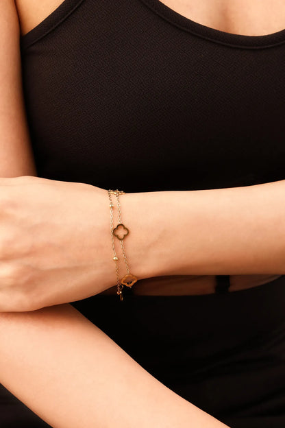 Golden Clover Charm  Bracelet For Women