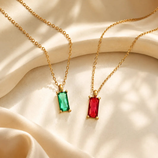 Cherie to the soul Red & Green Pendant Necklace For Women (Combo of 2)