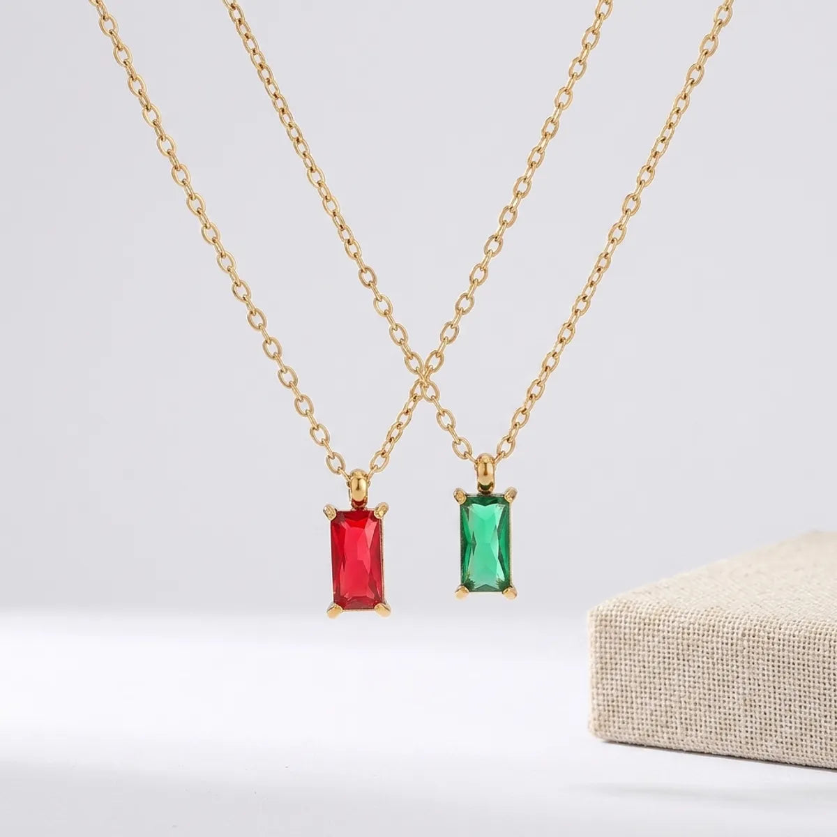 Cherie to the soul Red & Green Pendant Necklace For Women (Combo of 2)