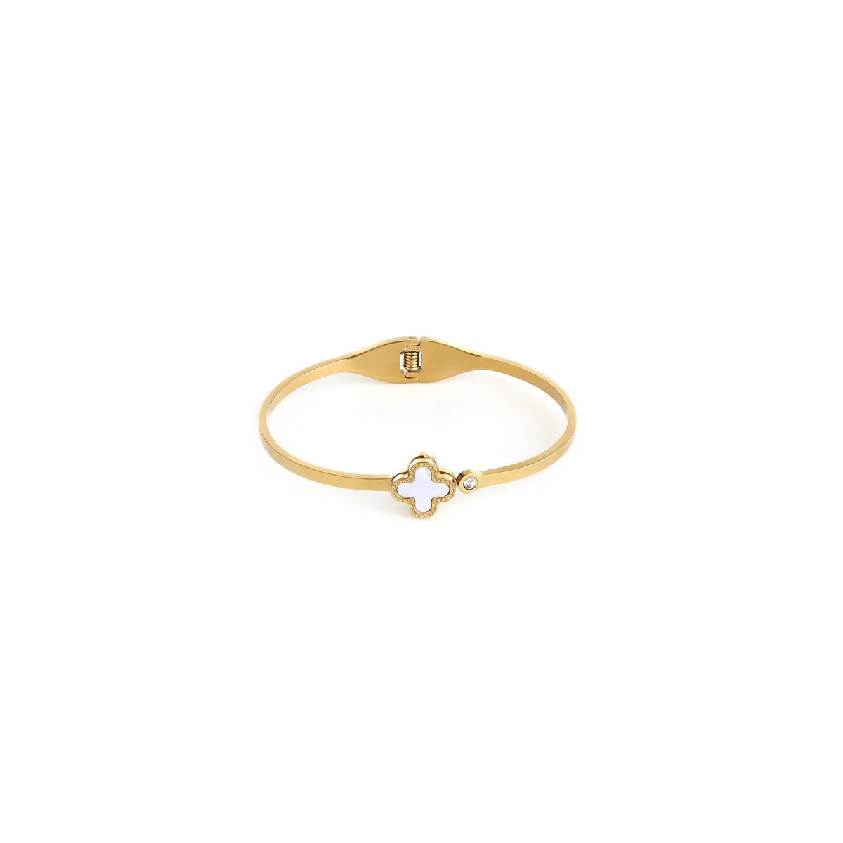 Luxe White Clover Bangle Bracelet For Women