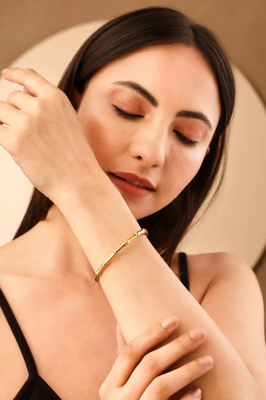 Golden Bamboo Luxe Bangle For Women