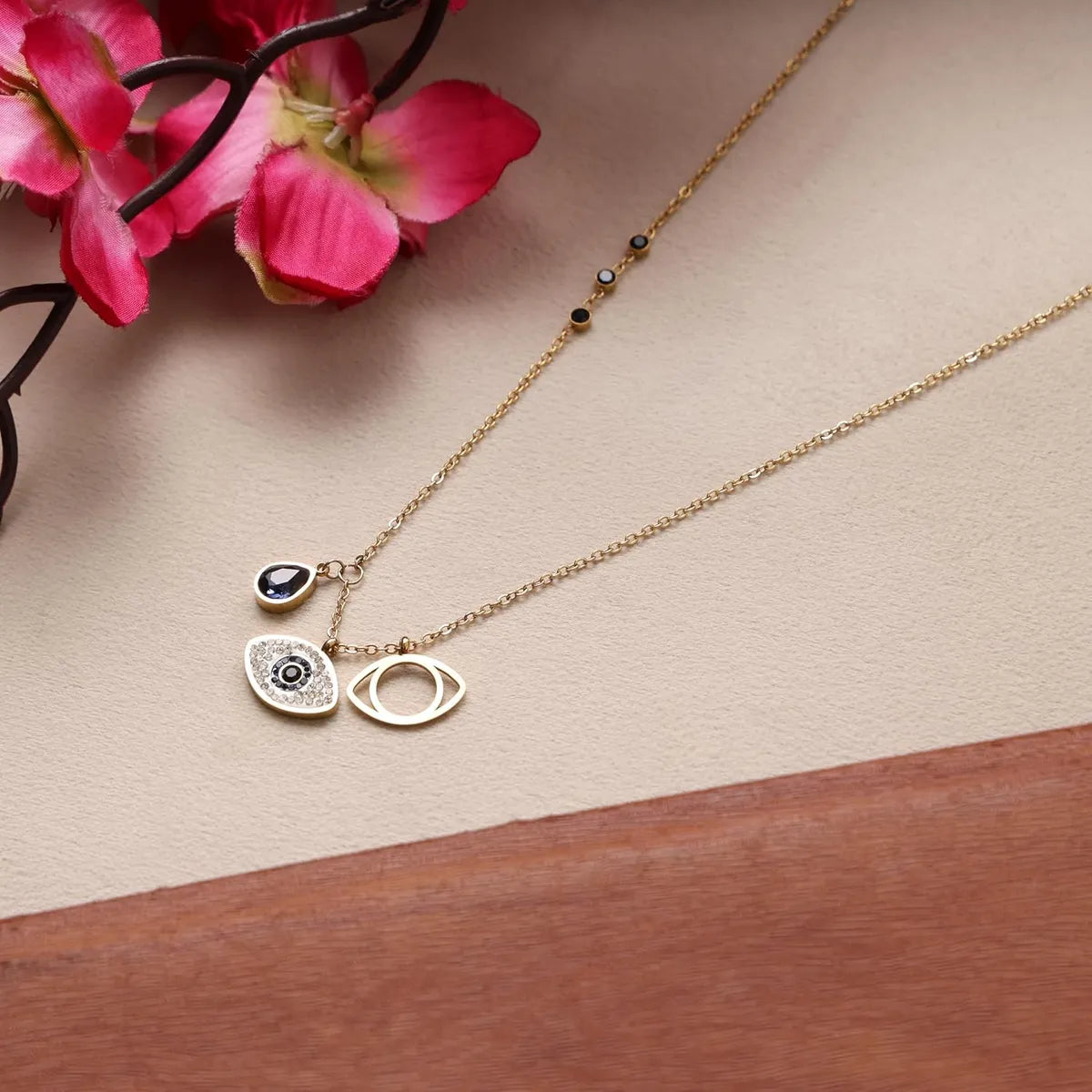Evil eye 2 layer charm 18k Gold Plated Pendant