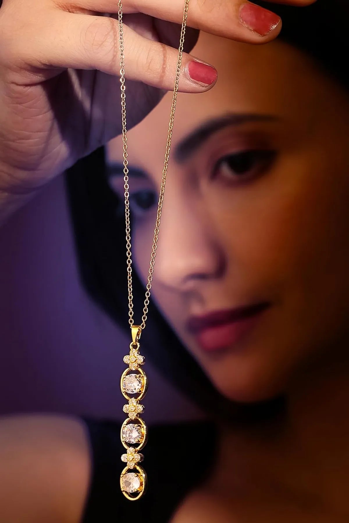 Drop Stone 3 Layered Necklace For Women