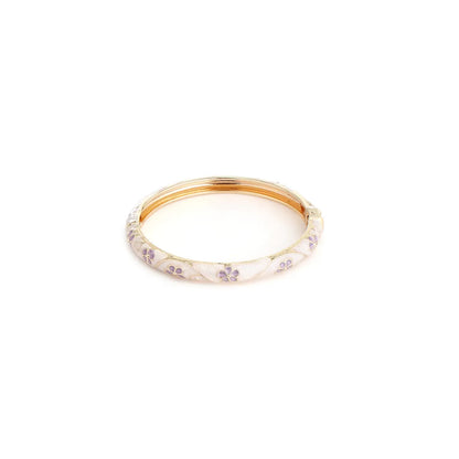 Blush Petal Enamel Bangle Bracelet For Women