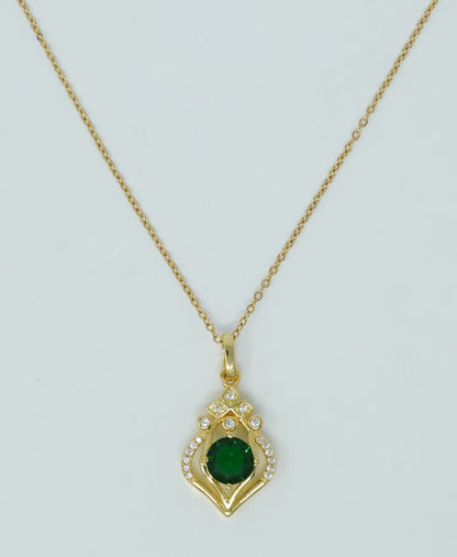 Emerald droplet dew 18k Gold Plated Pendant