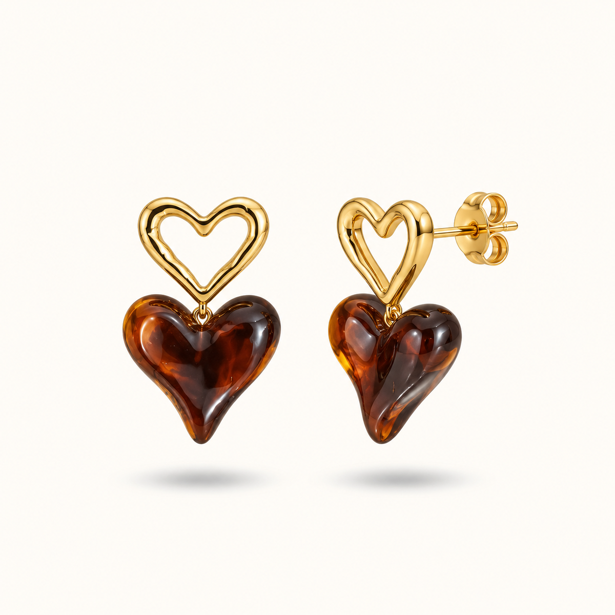 Amber Heart Drop Earrings For Women