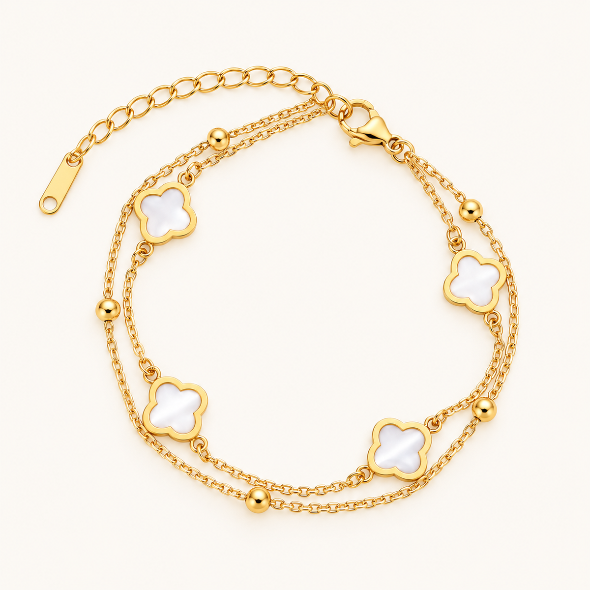 Golden Clover Charm  Bracelet For Women