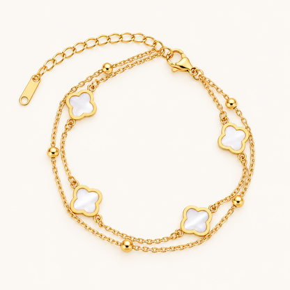 Golden Clover Charm  Bracelet For Women