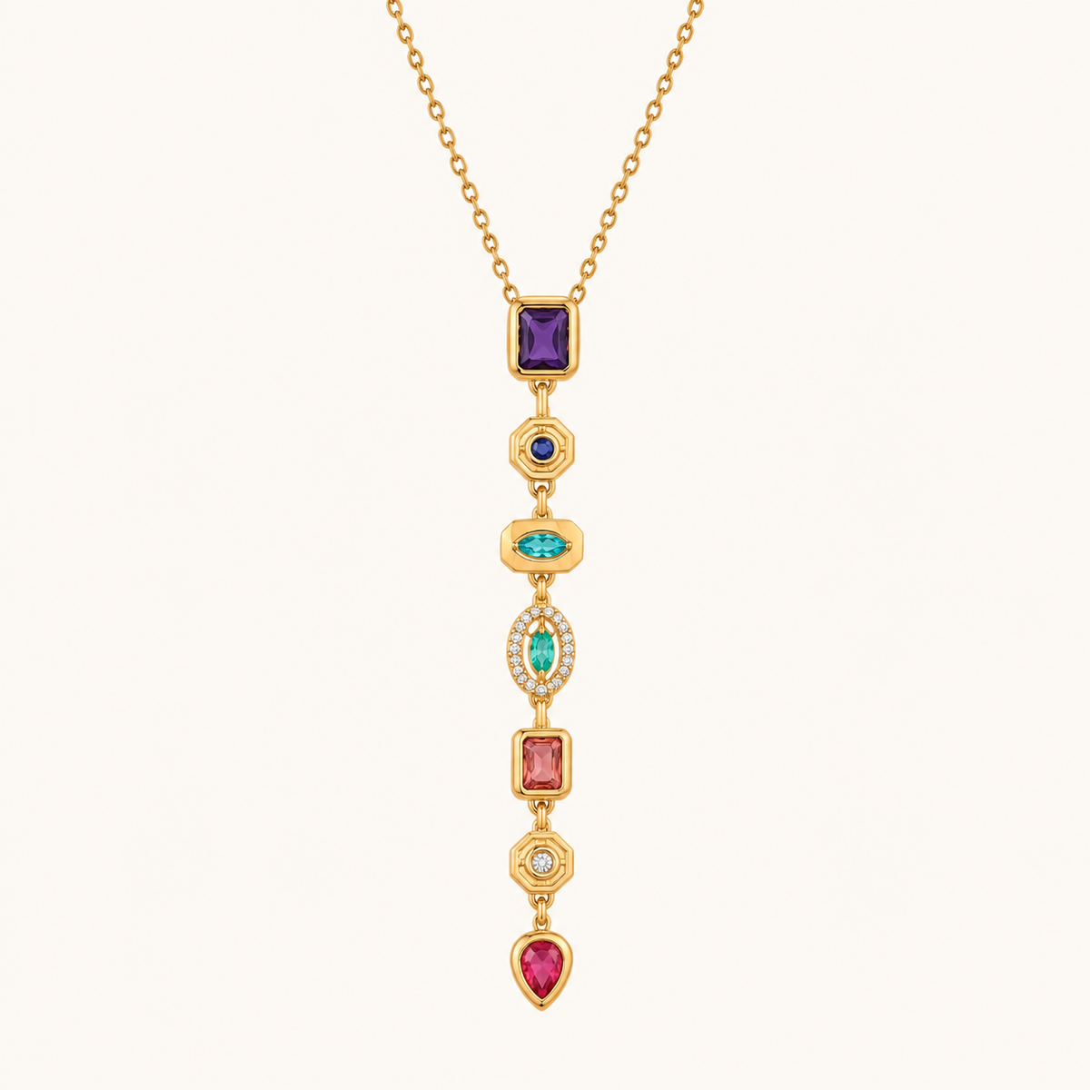 Aurora 5 stone layer pendant