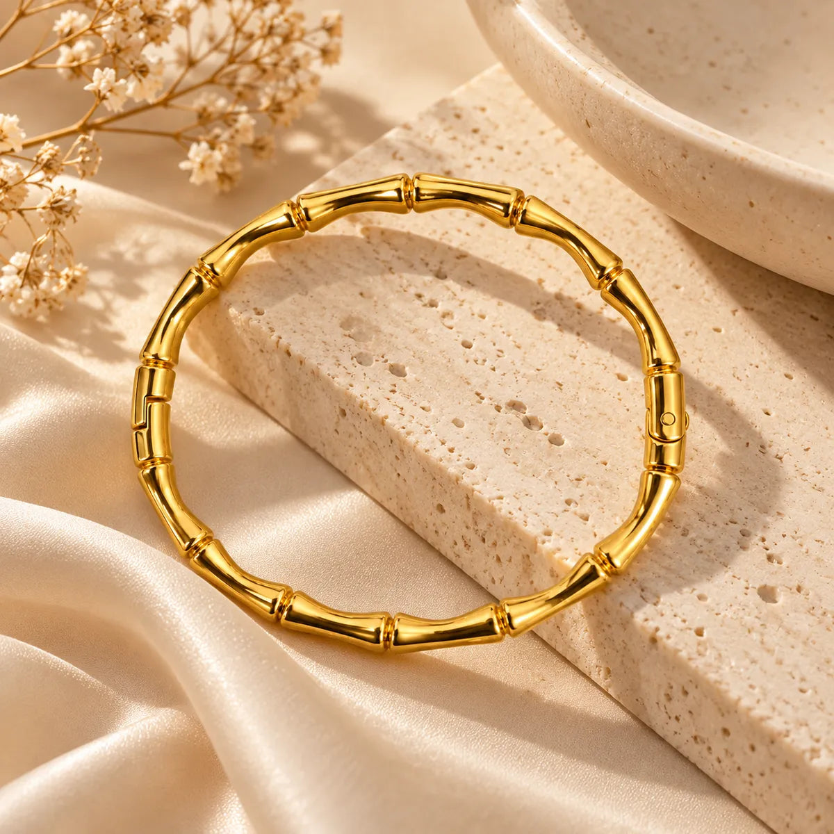 Golden Bamboo Luxe Bangle For Women