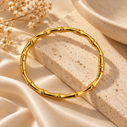 Golden Bamboo Luxe Bangle For Women