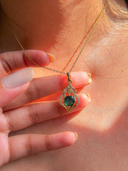 Emerald droplet dew 18k Gold Plated Pendant