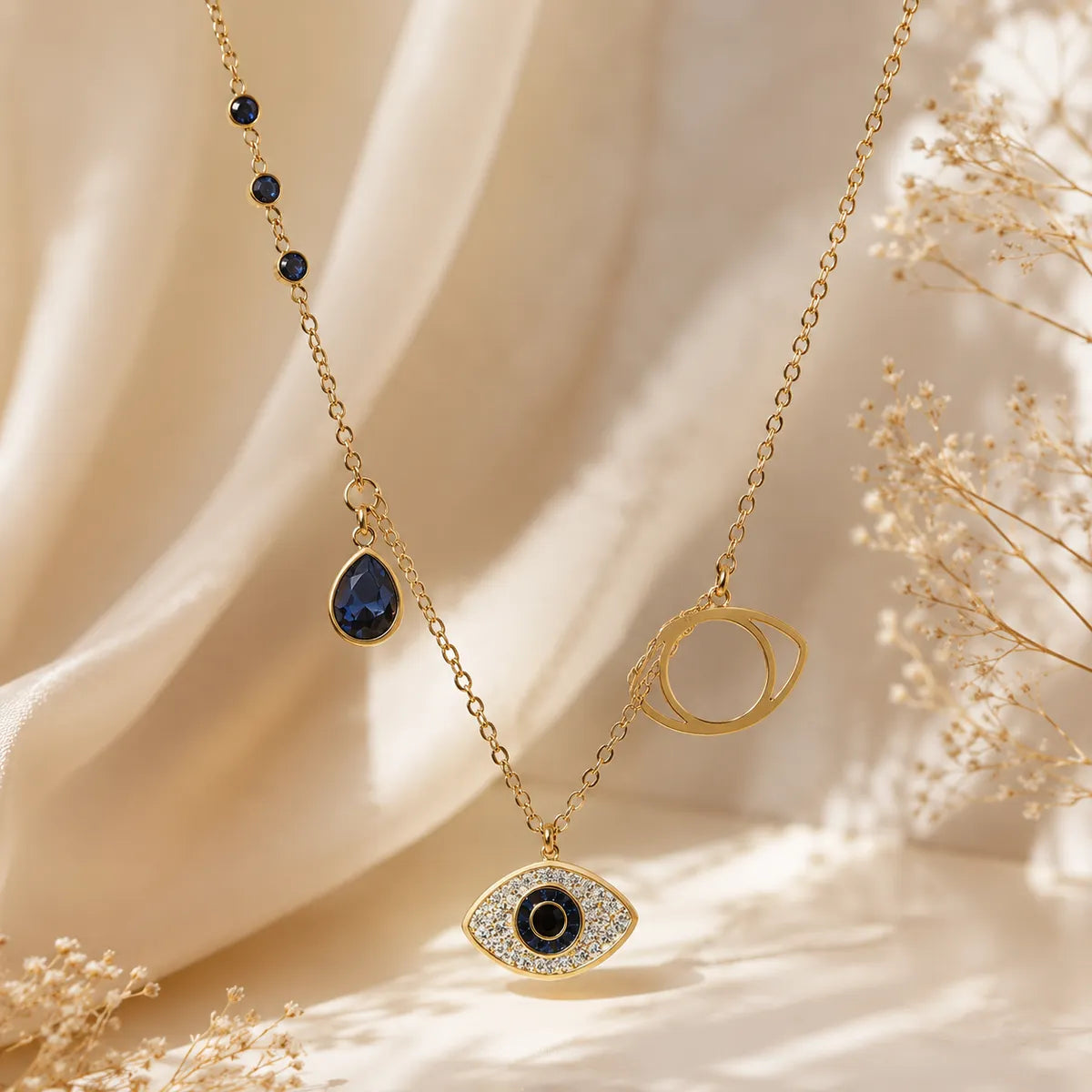 Evil eye 2 layer charm 18k Gold Plated Pendant
