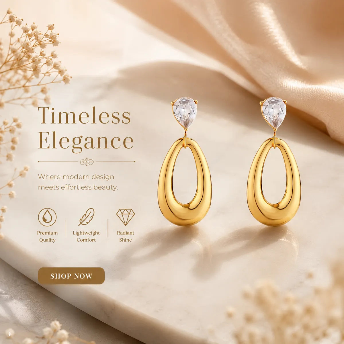 Luxe loop & marina petal Stud Earrings For Women (Combo of 2)