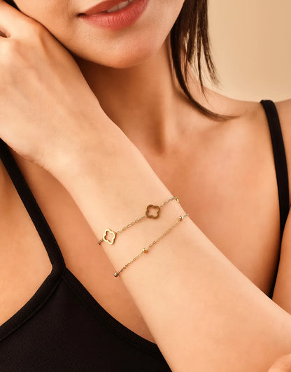 Golden Clover Charm  Bracelet For Women